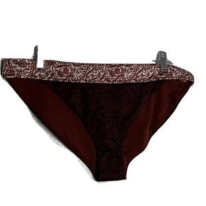 Athleta Size L Aqualuxe Batik MID Rise Bikini Bottom NWT $59 Dried Cinnamon